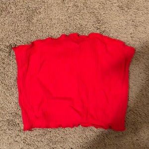 Ribbed Flounced Tube Top